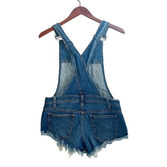 Free People We the Free Summer Babe Cut-Off Overalls Sz 26 - Picture 4 of 9